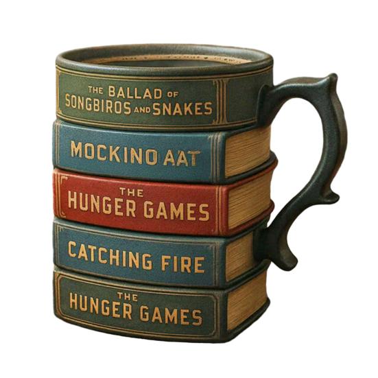 Raamatusarja kohvikruus ergonoomilise käepidemega, kerge disainiga, virnastatav raamatukruus, kodukontori jooginõud