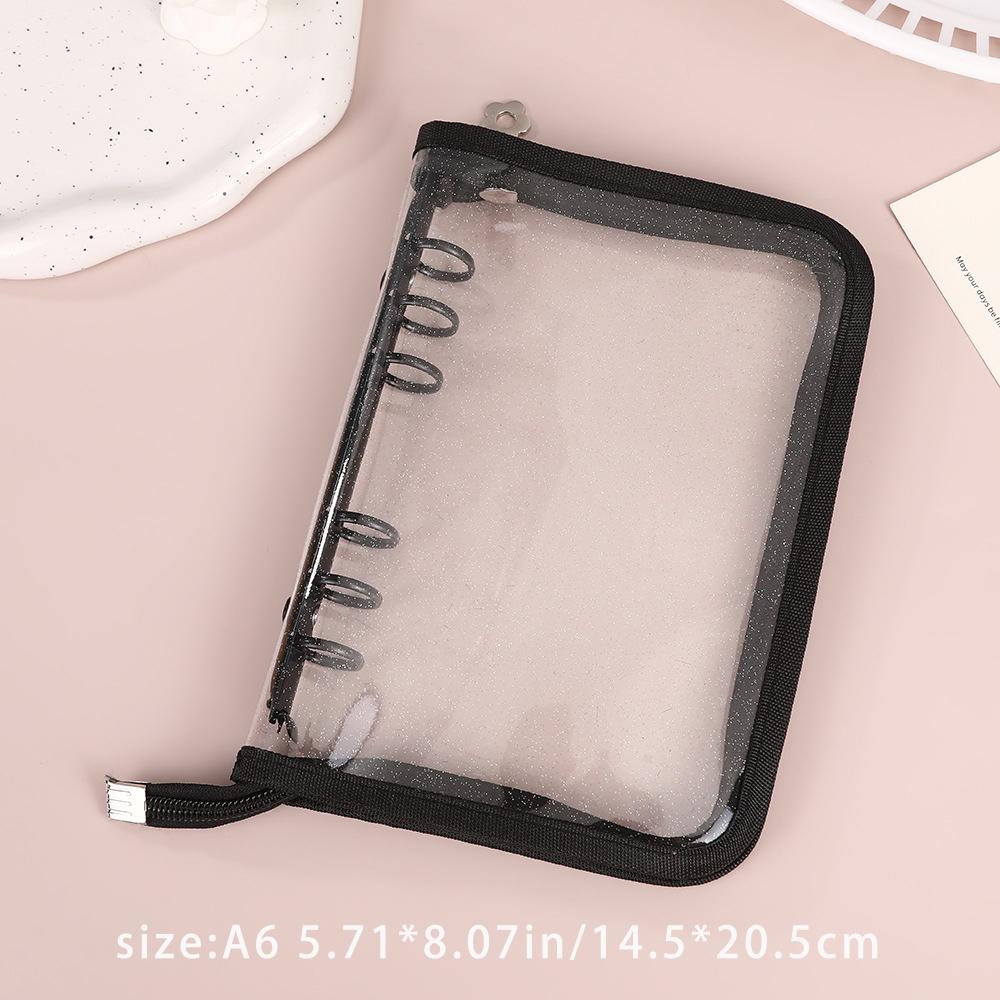

10 inner pages, 6-hole A6 zipper loose leaf notebook, soft shell album, storage card book чёрный