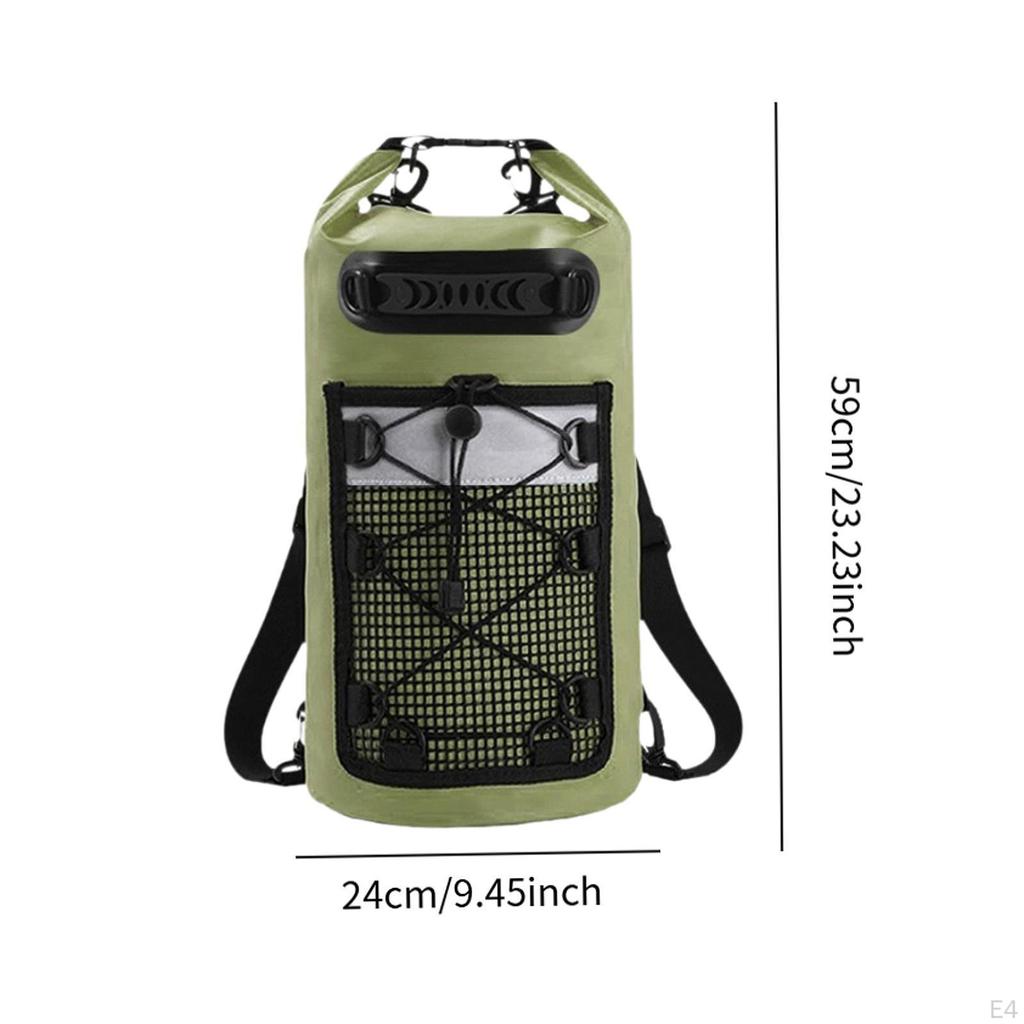 Trockentasche mit Griff, Leichter und vielseitiger Rucksack, Grün, für Camping, Rafting, Schwimmen,