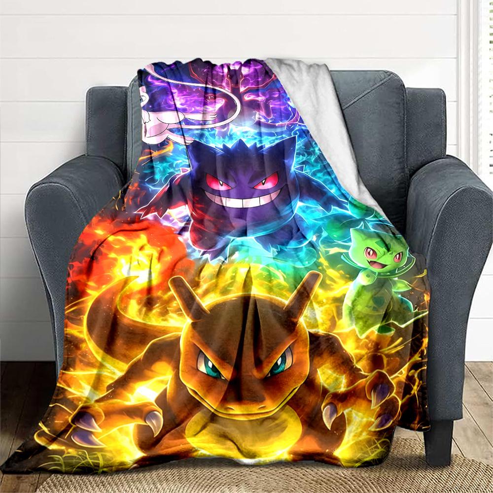 1pc Pokémon, Charmander Flannel Blanket [Cozy Throw Blanket] For Sofa, Bed, Travel, Camping, Livingroom, Office, Couch, Chair, And Bed