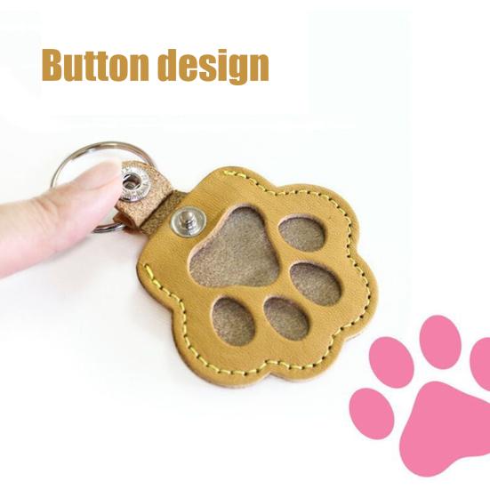 Pet Hair Keepsake Keychain Dog Cat Paw Shape Hair Storage