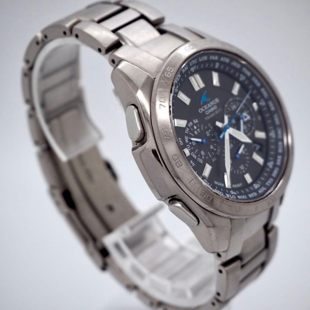 [USED]CASIO OCEANUS OCW-T600 5040 Titanium Radio Solar Watch Black Dial Working