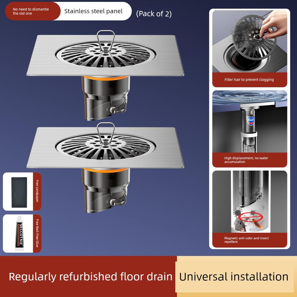Bathroom Floor Drain Anti-Odor Device with Pop-Up Core Seal Cover, Universal Anti-Odor and Anti-Pest Gadget, Press-Type Foot Pedal