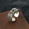 Verstellbarer Totenkopfring Herren Damen Vintage Punk Rock Hip Hop Geometrisch Offener Fingerring Kupferbeschichtet