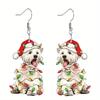 Festive Puppy Earrings: Cute Acrylic Earrings with Santa Hats