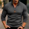 Autumn/Winter Men's Casual Fleece-Lined Solid-Colour Long-Sleeved Half-Zip Stand-Collar Sweatshirt Top