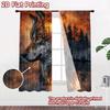 2D FLAT PRINTING 2pcs Curtains (Without Rod) Wolf and Forest Sunset Chic Curtains Digital Printed Yarn Curtains Art Deco Festive