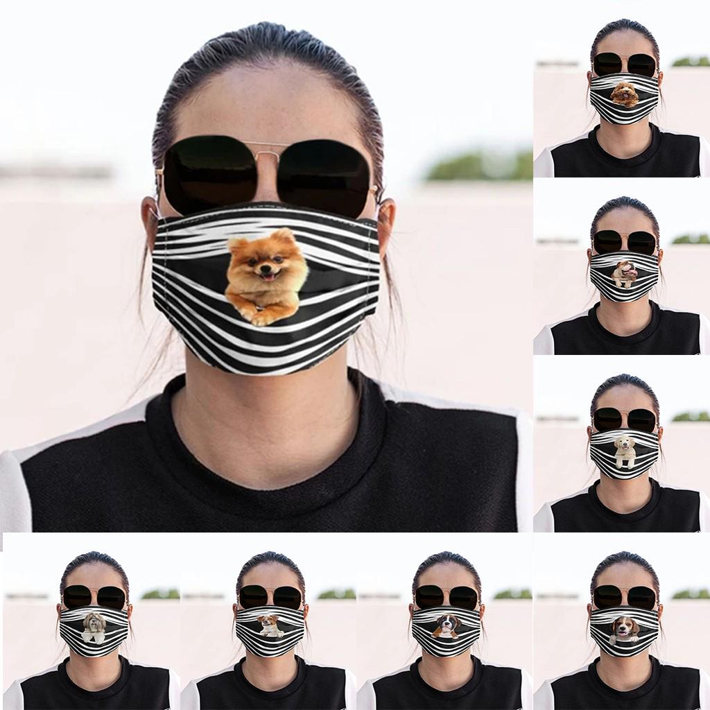1PC Mask + 2 PC Filters General Dogs Prints Breathable Washable Mask Face Cover