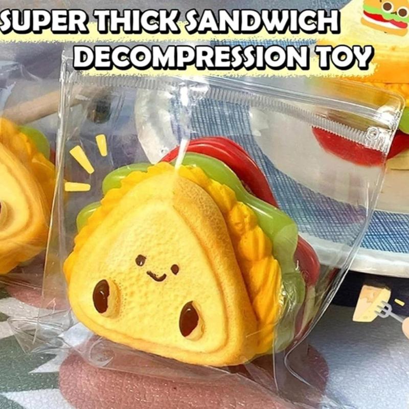 Squeeze Food Stress Toy Sensory Decompression Toy For Children Adult Soft PVC Sandwich Play Food for Tension Eliminate