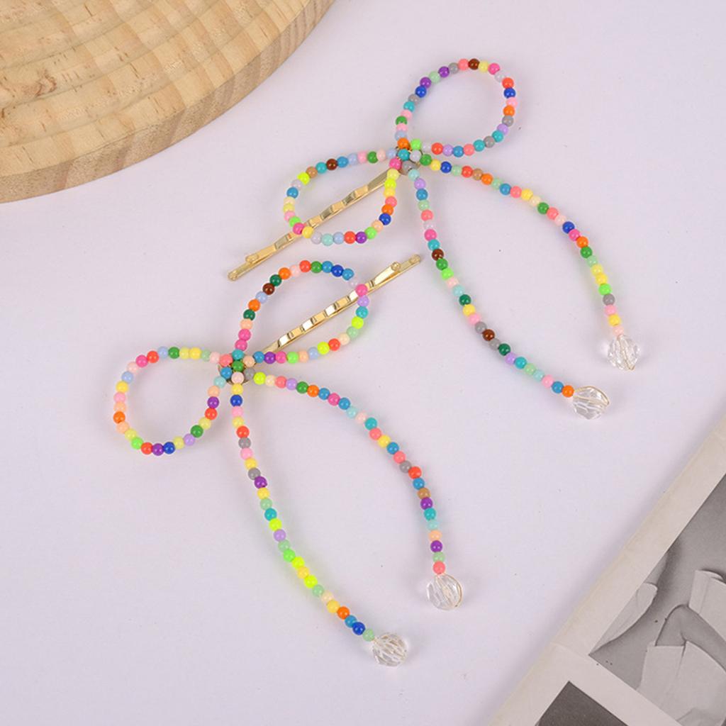 Butterfly Bowknot Hairpin Imitation Pearls Beaded Bow Barrettes Hair Accessories Colorful Hair Clip Headwear Ornament