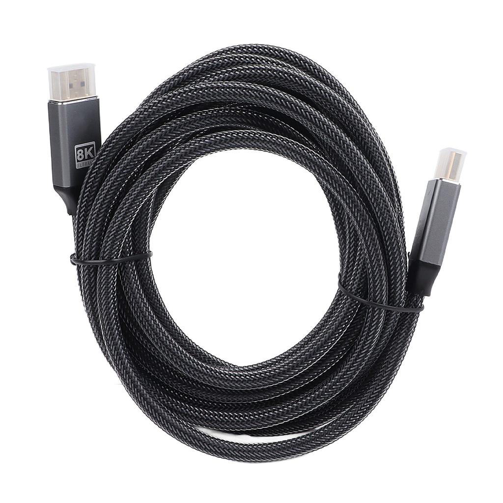 DisplayPort 1.4 Cable 8K 16.4ft Long Durable Nylon Stylish Gray High Speed Computer DisplayPort Cable for PC Display