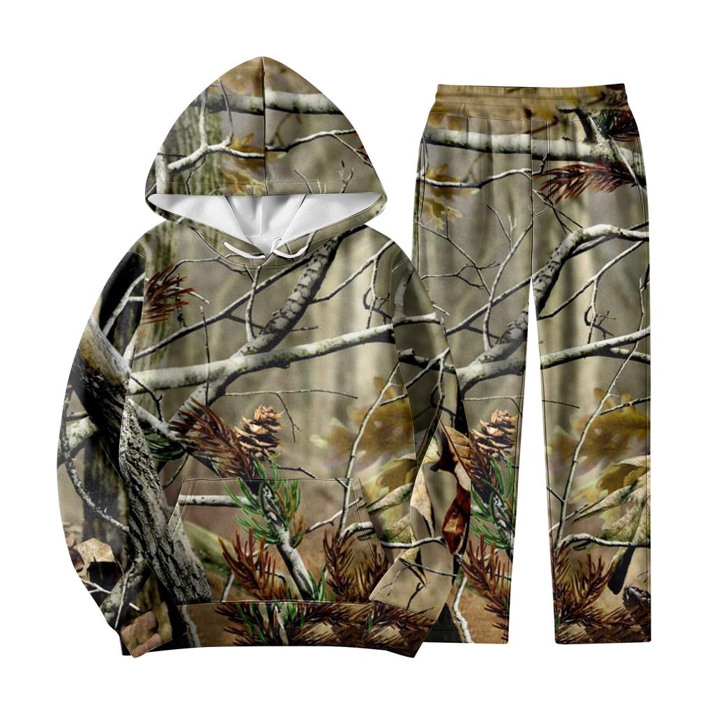 Men's Camouflage Hooded Sweatshirt And Sweatpants Casual Sports Suit