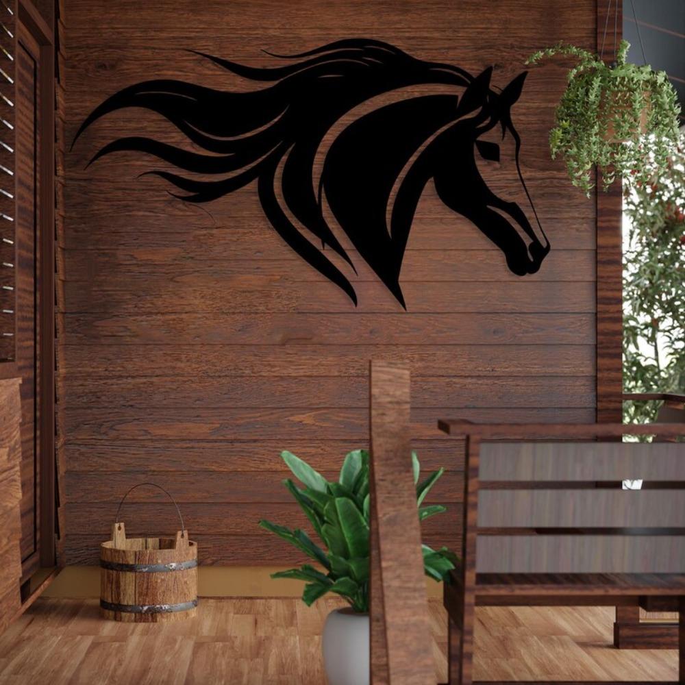 Black Metal Horse Head Wall Art Farmhouse Home Decor