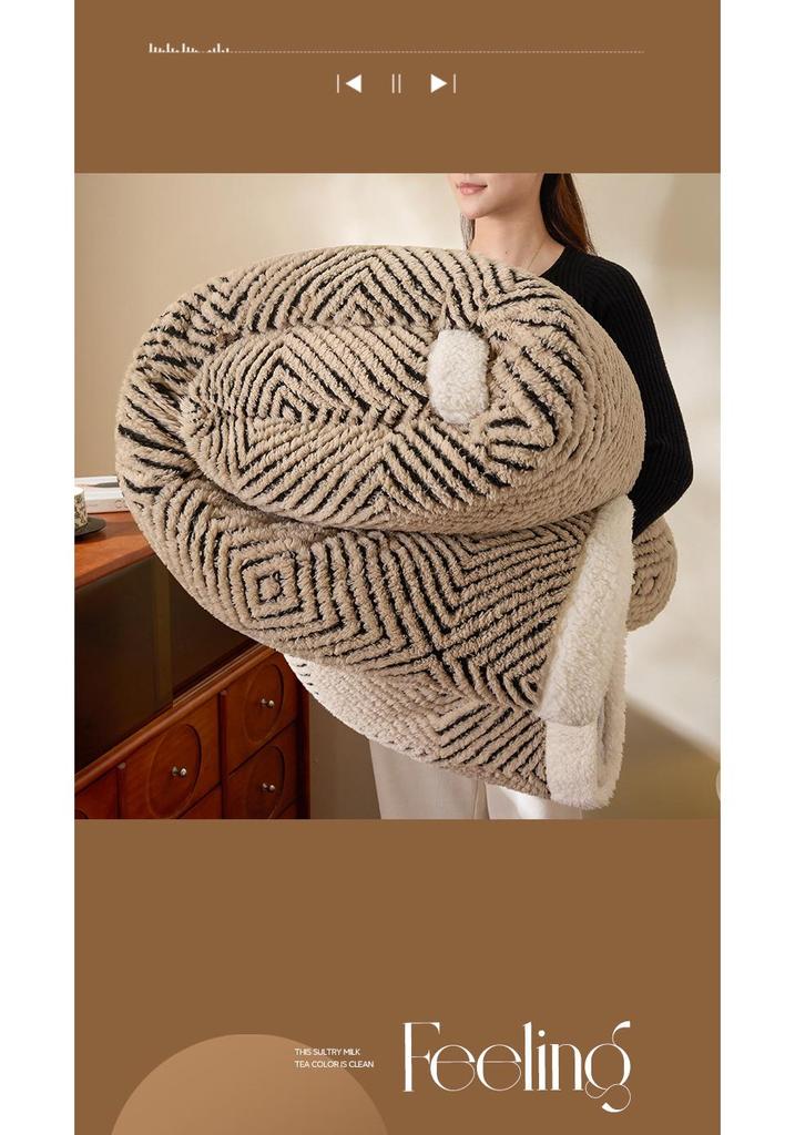 Luxury Warm Fleece Lambswool Double-sided Blanket for Home or Office