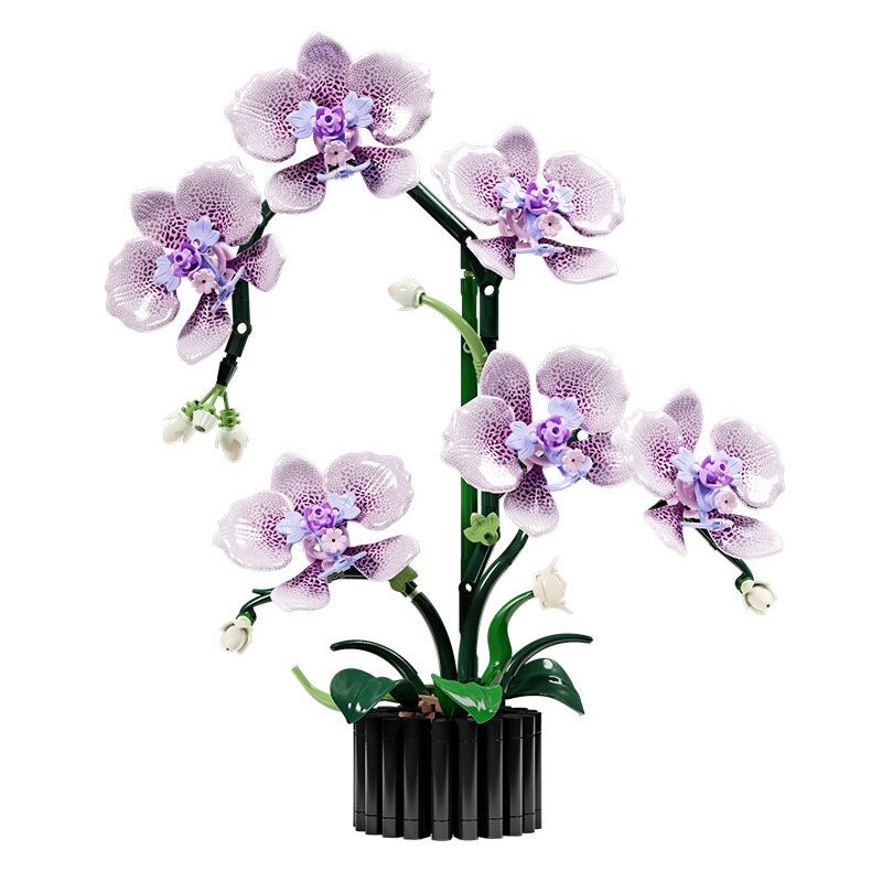 

619PCS Butterfly Orchid Artificial Building Blocks Assembly Toys Potted ornaments Model Flower Arrangement DIY Birthday Gift no box