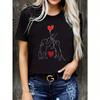 Hund & Katze Aufdruck T-Shirt Lässiges Rundhals Kurzarm Oberteil Für Frühling & Sommer Wounisex Kleidung Y2k Top
