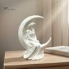 Modern Home Decoration Moon Goddess Fairy Figurine, Matte White Sculpture, 3D Printed PLA Elegant Ornament Winged Statue, Mystical Fantasy for