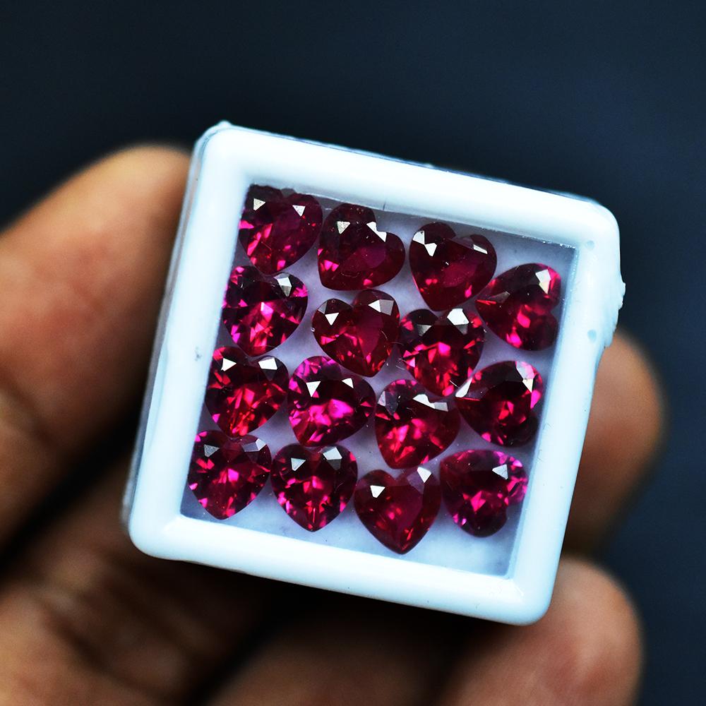 Natural Pink Ruby Loose Gemstone 15 Pcs 6x6 Mm Heart Cut Lot Vintage for Jewelry Making and Crafts