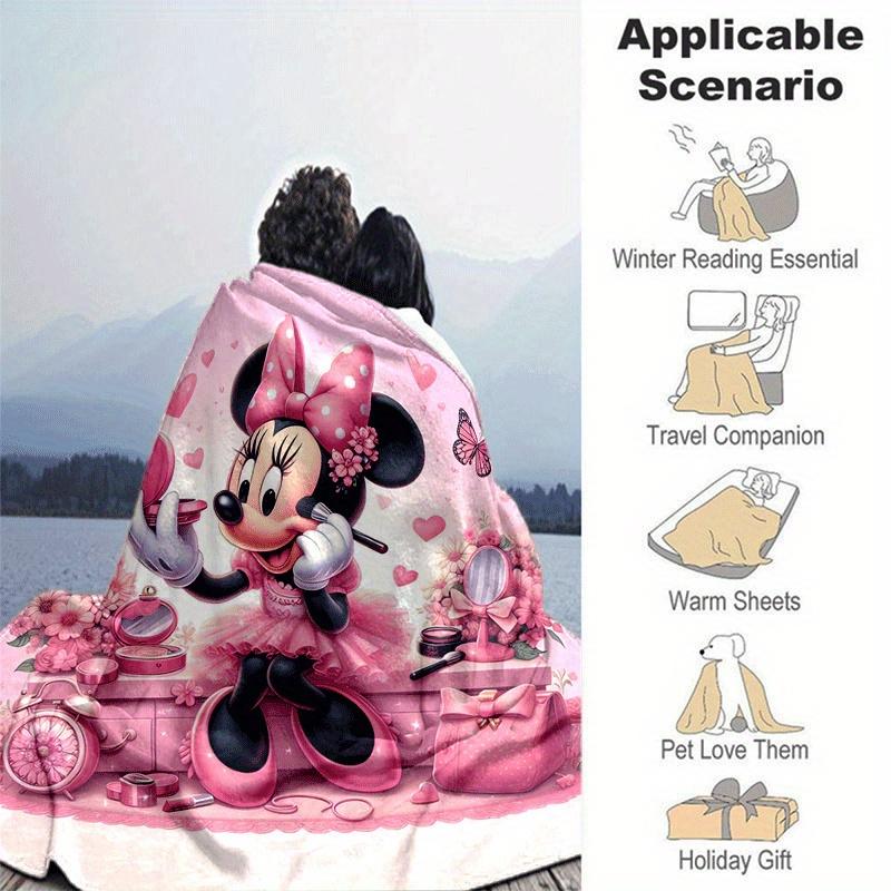 1pc Minnie Printing Blanket - Soft, All-Season Throw for Office Blanket, | Personalized Gift with Adorable Cartoon Design