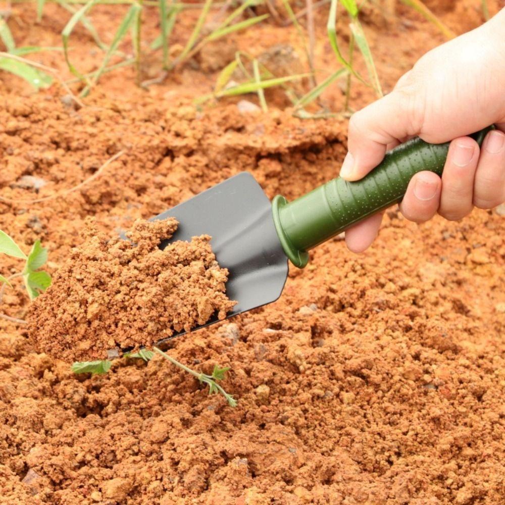 1/4pcs Non-Slip Handle Gardening Shovel Fork Rake Kit Metal Hanging Hole Design Plants Shovel Portable Small Three-tooth Harrow