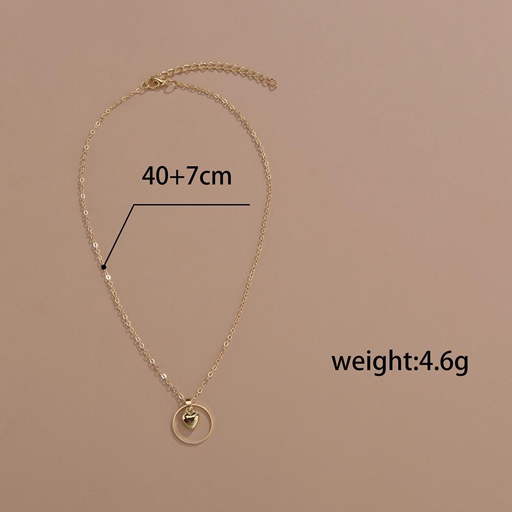 Simple Geometric Round Love Pendant Women's Metal Necklace Neck Chain