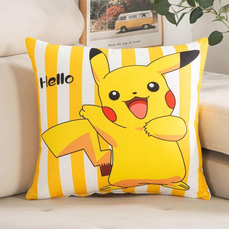 

Miniso Double sided Cute Cartoon Pikachu Pillow Set Furniture Living Room Sofa Pillow Cushion Student Dormitory Decoration 18x18Inch