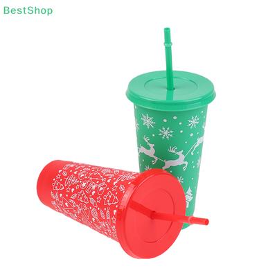Christmas-themed Straw Cup 710ml Large Capacity Plastic Water Cup Christmas Gift