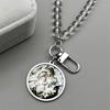 Virgin Mary Baby Jesus Glass Medal Car Pendants for Women Men Stainless Steel Gold Color St. Joseph Amulet Beads Chain Jewelry