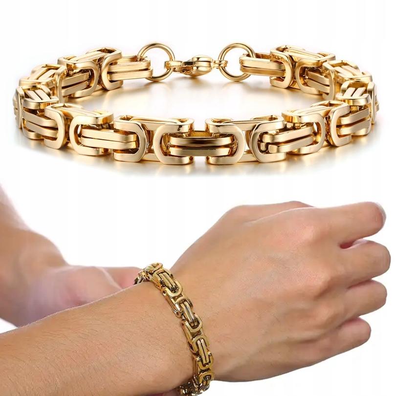 THICK GOLD BRACELET Men' Bracelet ROYAL Byzantine + FREE
