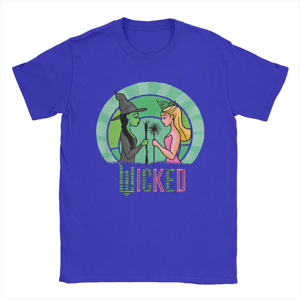 Wicked Glinda & Elphaba Sketched T Shirts Men 100% Cotton Cool T-Shirt Round Collar Movie Tee Short Sleeve Clothing Plus Size