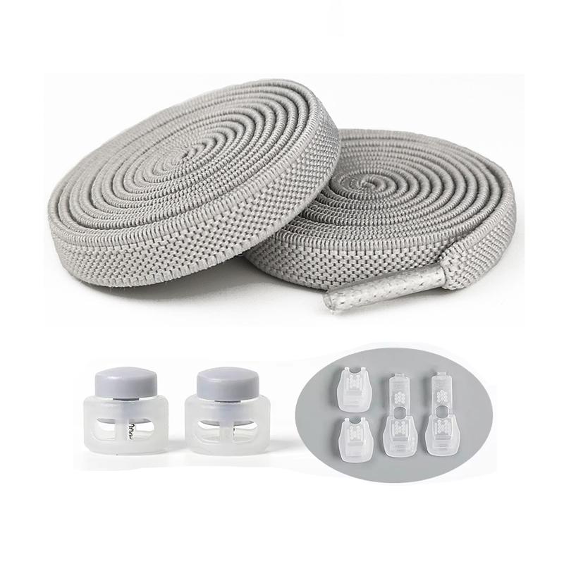 1Pair/3Pair NEW Round Snap Lock Shoelaces Without Ties Kids Flat Elastic Shoe Laces Adult Quick Shoelace Shoe Accessories