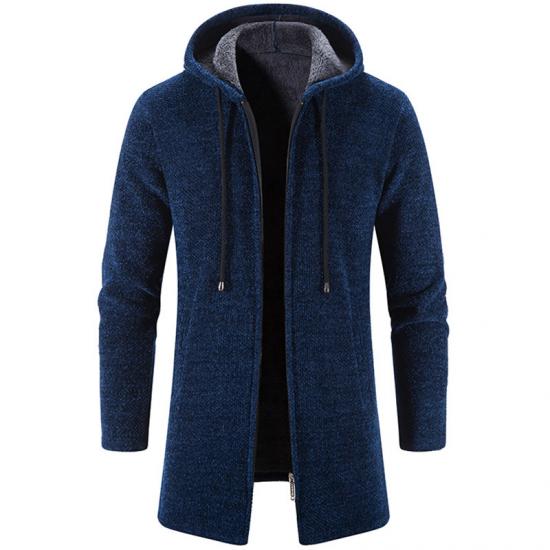 Herbst Winter Herren Strickjacke Pullover Pullover Mantel Windjacke Mittellang Strickjacke Kapuze Reißverschluss Oberbekleidung