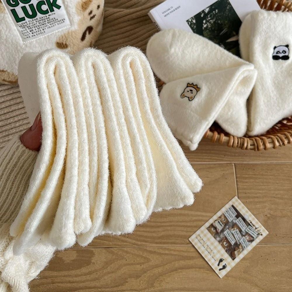 Cartoon Mink Velvet Socks Anti-slip Fluffy Mid Socks Soft Floor Plush Sock