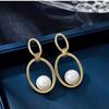 S925 Silver Geometric Pearl Stud Earrings - Elegant Long-Style Fashion for Women