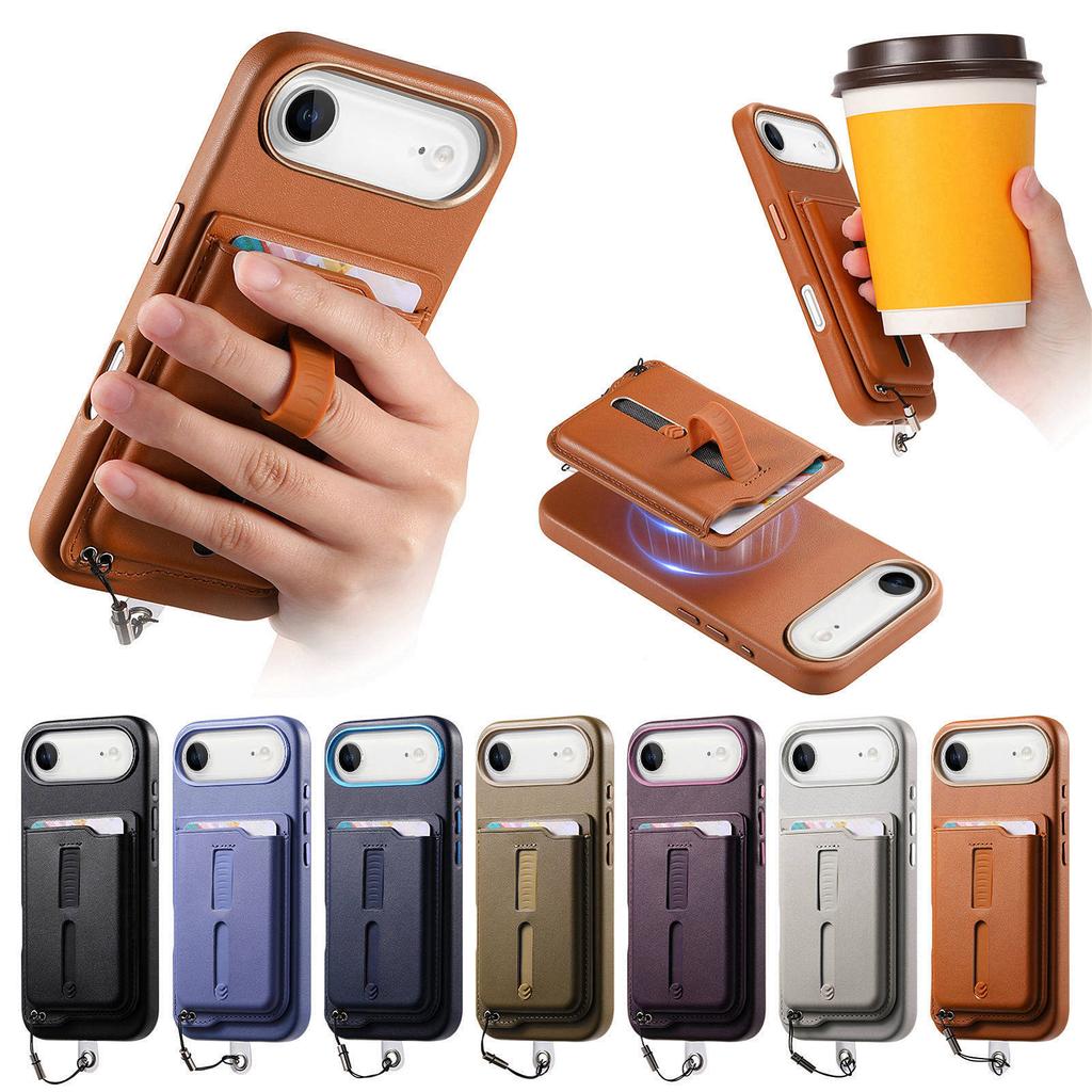 2-in-1 Magnetische Leder-Geldbörse Kartenfach Handyhülle Für iPhone 17 Pro Max 16 Plus 15 14 13 12 Stoßfest Versteckte Handgelenkschlaufe Hülle