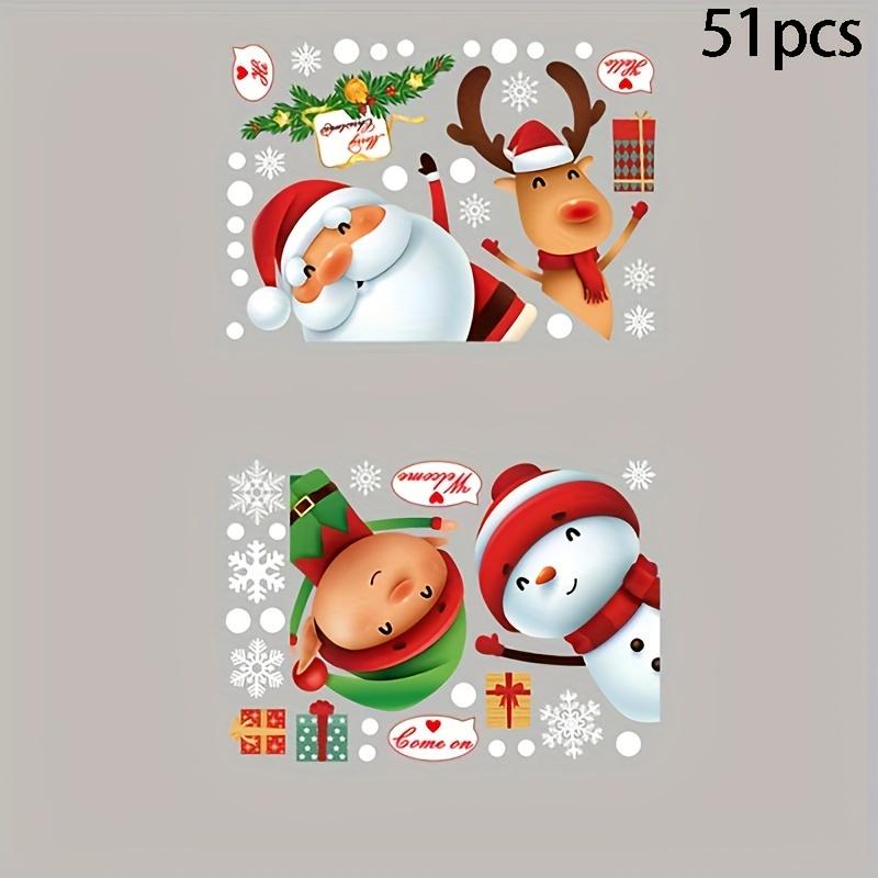 51/80 Christmas Snowflake Window Stickers for Glass, Christmas Stickers Decorating Holiday Snowflake Santa Reindeer Stickers for Parties