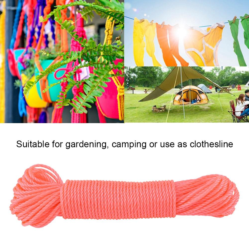 20m Nylon Rope Lines Cord Clothesline Garden Camping Outdoors (Pink)