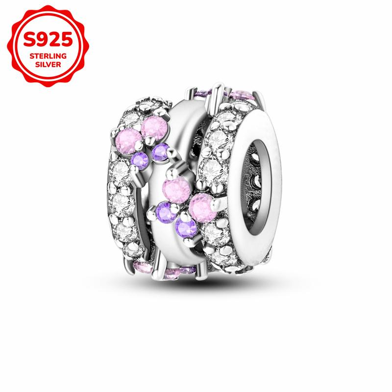 925 Silver Pink Cute Lovely Butterfly Perfume Girl Charms Beads Fit Bracelet DIY Making For Woman Jewelry