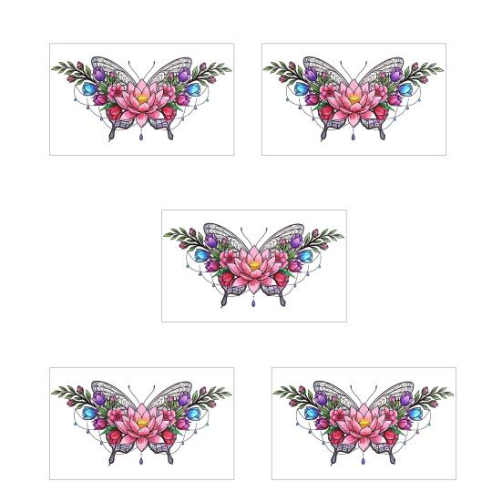 5 Sheets Colorful Butterfly Flower Tattoo Stickers, Waterproof Temporary Body Art, Hypoallergenic Floral Chest Back Decals for Women Girls