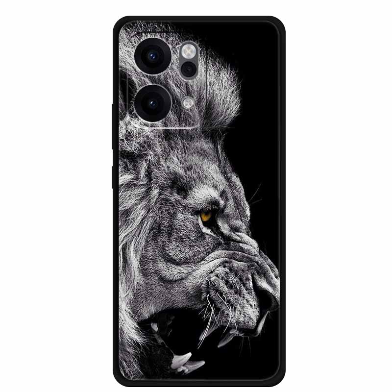 For Oppo Reno14 Pro 5G Case Animals Soft Silicone TPU Phone Cases Back Cover for Oppo Reno 14 Lion Shockproof Cool Wolf Capa