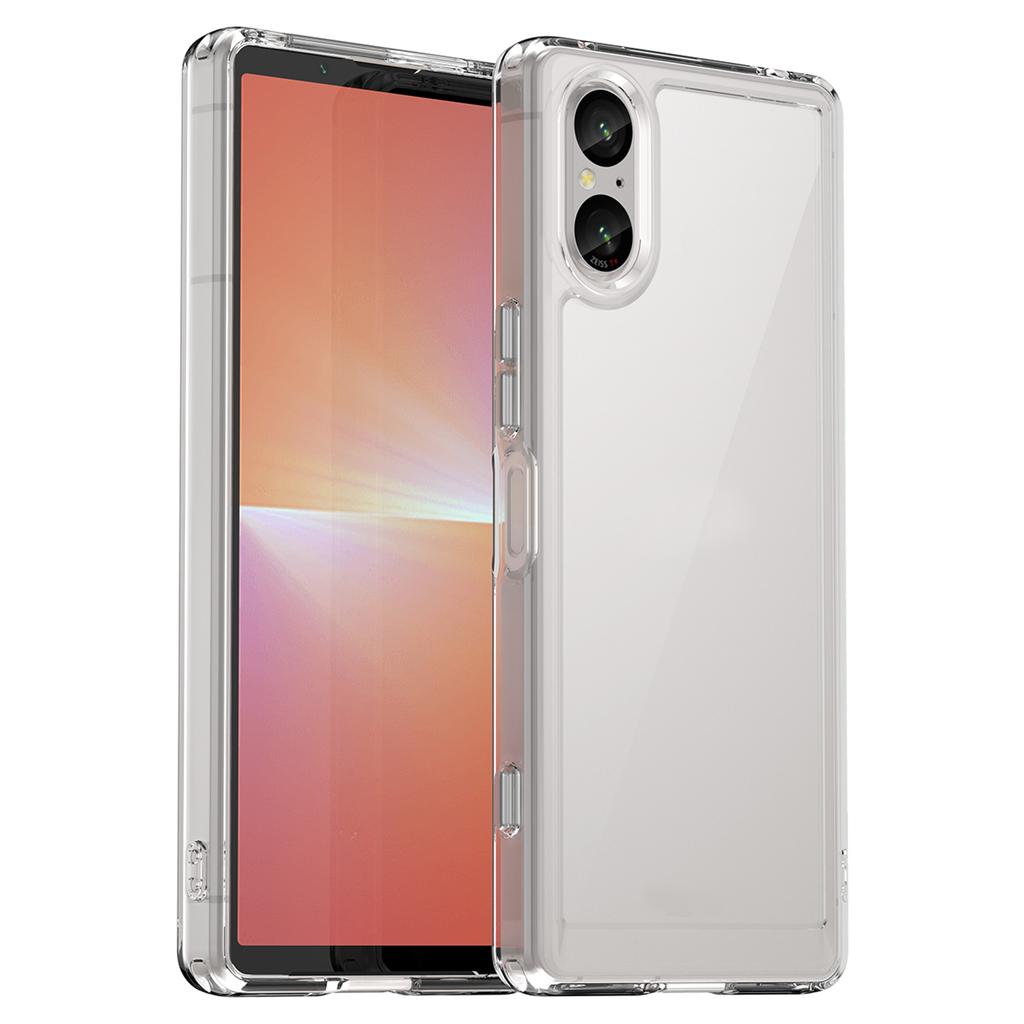 WANLONFENG MF Series for Sony Xperia 5 V Case TPU+Acrylic Clear Phone Cover with Tempered Glass Film
