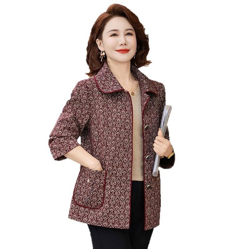 Women's clothing loose large size lapel jacket temperament high-end old lady cardigan top