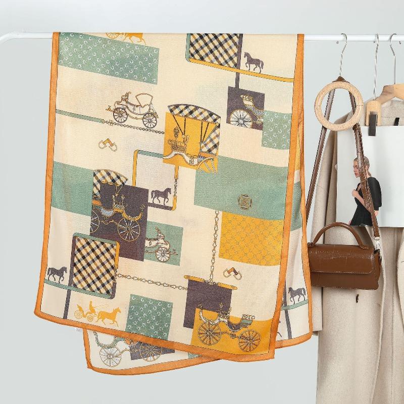 

Fashion printed plaid velvet scarf, high-end women s big-name fashion autumn and winter thin shawl, outer cover Above 175cm