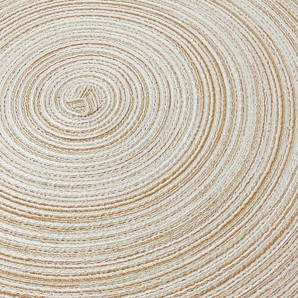 6-piece Set Meal Mat Woven Round Mat Beige Tableware Cup Pad