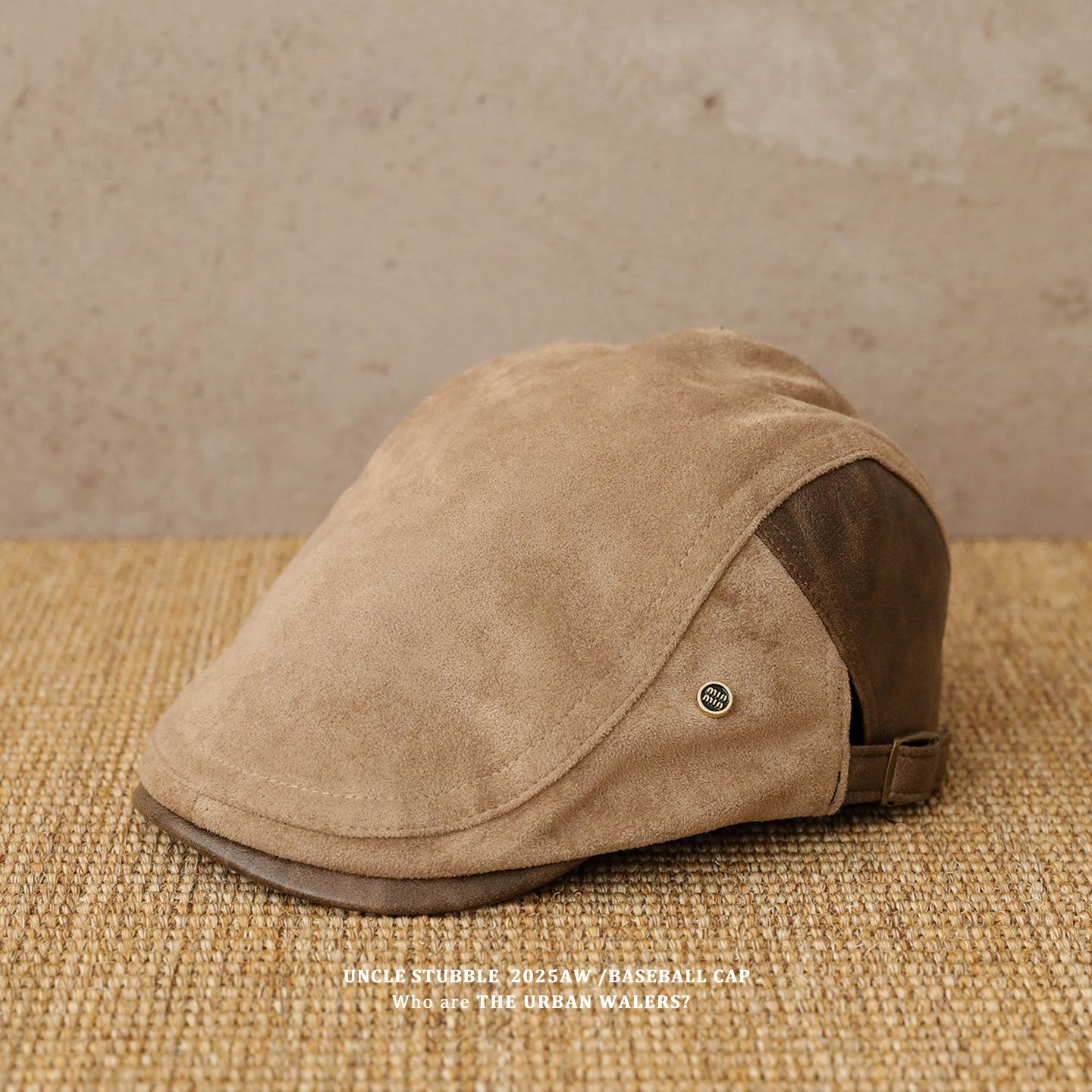 

Новый стиль передней шляпы из замши, ретро и универсальный. Модная и художественная бейсболка и берет за кулисами. adjustable