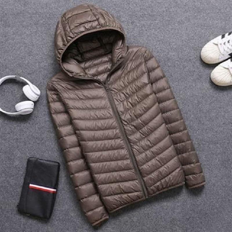 Herren Winterjacke Leichte Daunenjacken Tragbare Kapuzen-Pufferjacken Federdünne Parkas Winddichte Oberbekleidung Jacke