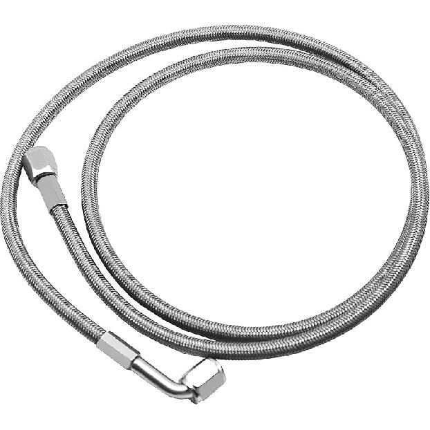551871 4AN Turbo Oil Feed Line 12" Length Stainless Steel Braided AN4 90 Degree End Straight Hose End 4AN Pressure Stainless Remote Turbocharger Oil