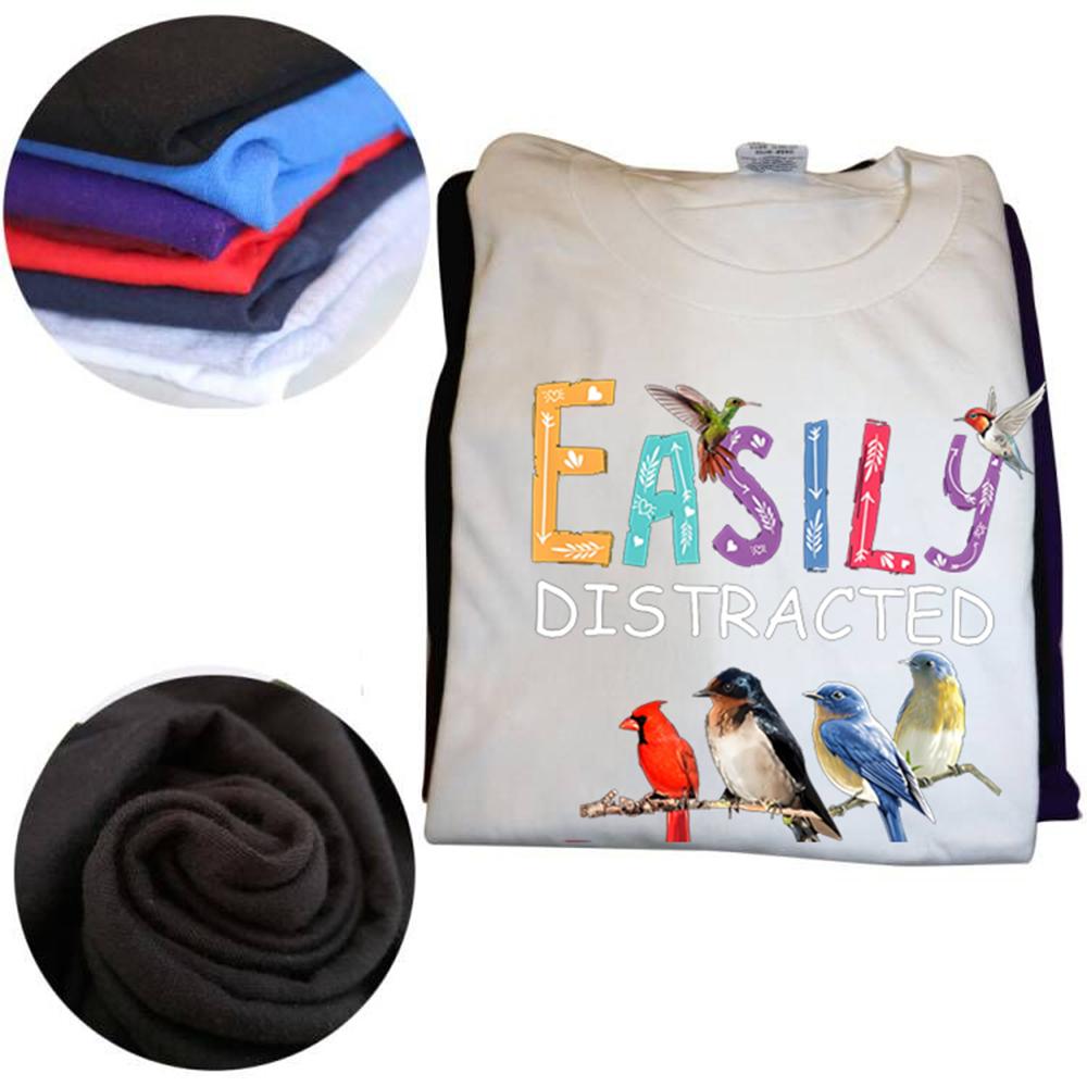 Easily Distracted By Birds Funny Bird Graphic Tshirt Men Women Hip Hop Oversized T Shirt 100 Cotton Comfort Tshirts