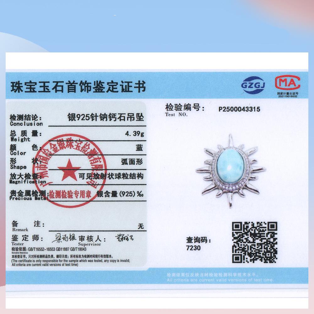 Echter Edelstein, natürlicher blauer Larimar, große Edelstein-Anhänger-Halskette, 925er Silber, edler Schmuck für Frauen, Geburtstags- und Weihnachtsgeschenke