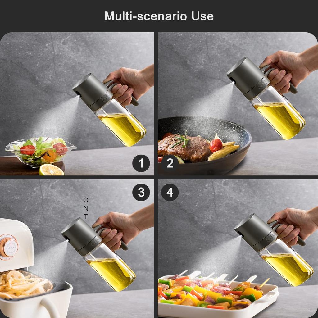 250ml 2in1 Glass Oil Sprayer Bottle for Cooking Oil Dispensers BBQ Olive Oil Sprayer Jar Mister for Air Fryer Baking Kitchen